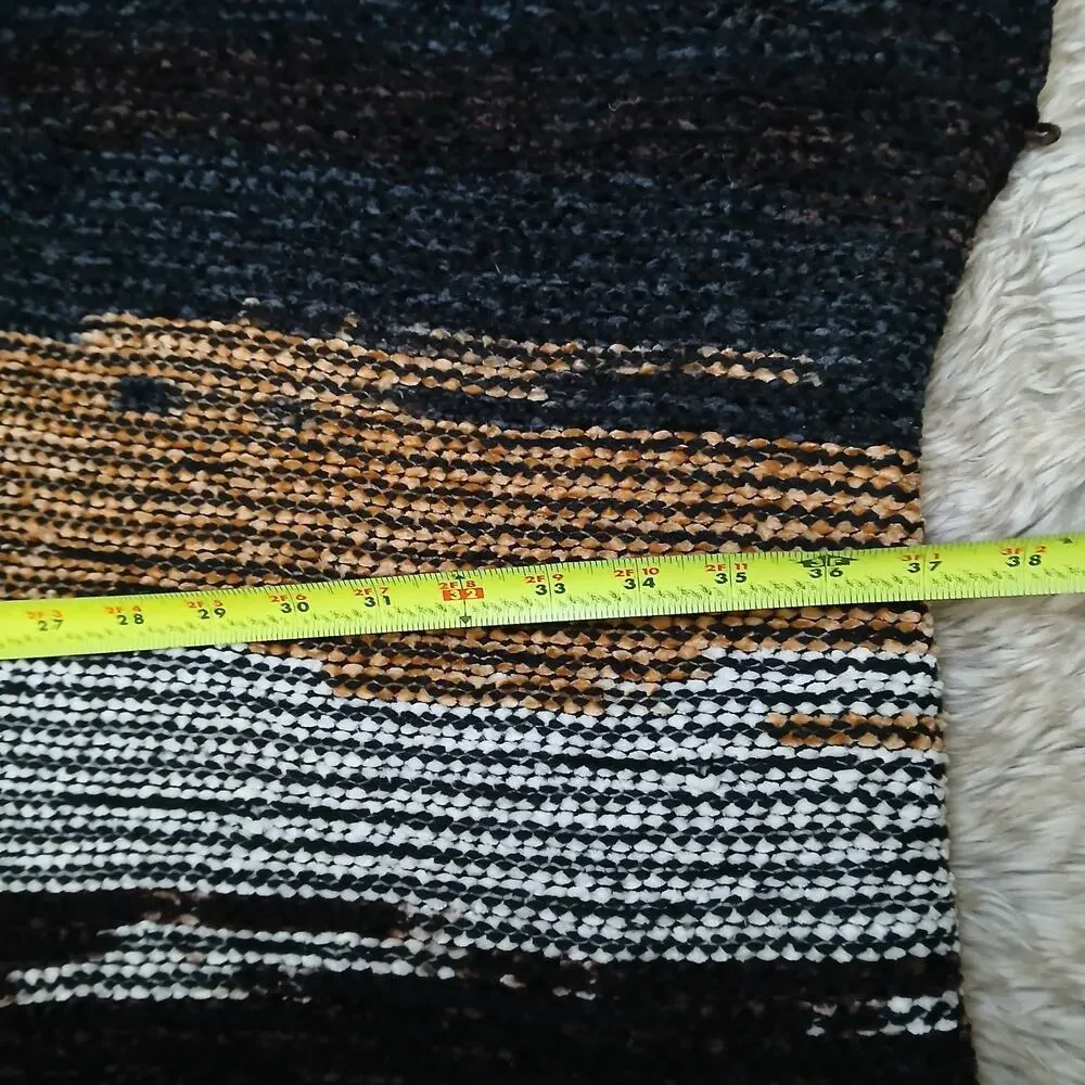 BKE Chenille Open Front Striped Cardigan Sweater XS/S Black Brown Tan‎ Boho Cozy